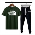 The north face printed Men's Clothing Summer Breathable T-Shirt and Black Trouser Gym wear and comfortable. 