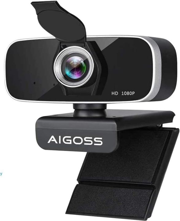 Aigoss Webcam with Microphone & Privacy Cover, 1080P Full HD Web Camera for Streaming, Video Calling, Conference, Recording, Gaming, Computer Camera Laptop USB Webcam