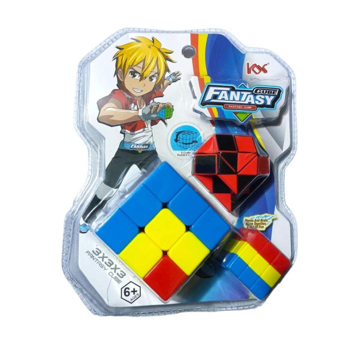 Original Rubik's Cube 3x3 and mini cube ,  Mini Snake Twisty Puzzle 3 in 1 Pack