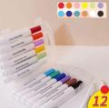 Acrylic Markers Pack of 12 pcs with plastic box packing. 