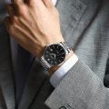 DGSenpi Men Fashion Quartz Watch Waterproof Luminous Business Solid Steel Watch with Calendar. 