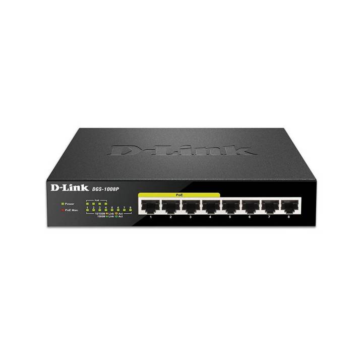 D-Link 8 Port Gigabit Unmanaged Desktop Switch with 4 PoE Ports and 68W PoE Budget