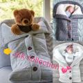 Newborn Swaddle Blanket wrapping Warm Knitted Wool Crochet Sleeping Bag Button Knitted Stroller Wrapped Baby Blanket Sleeping Bag. 