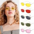 Unisex Rectangle Metal Frame Sunglasses Fashion Small Retro Shades UV400 Sun Glasses Eyewear for Men Women Goggles. 