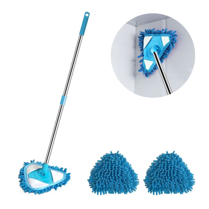 Microfiber Telescopic Triangle Mop, 180 Degree Rotatable Adjustable, Extendable Triangle Cleaning Mop Multifunction Triangular Mop Duster for Home Bathroom Floor Wall