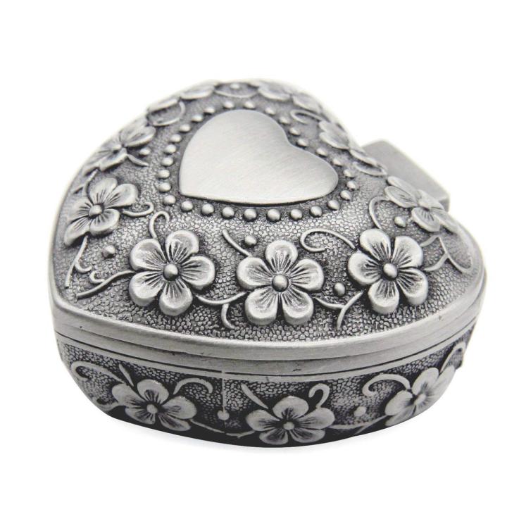 Classic Vintage Antique Heart Shape Jewelry Box Ring Small Trinket Storage Organizer Chest Christmas Gift,galactic