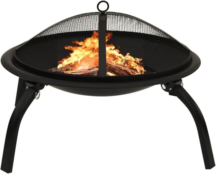 2-In-1 Round Foldable Fire Pit Outdoor Garden Patio Heater BBQ Grill