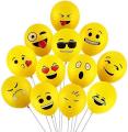 25 Smiley Faces Emoji Faces  Yellow Colored Balloons Pack For Kids Birthday Party Decoration. 