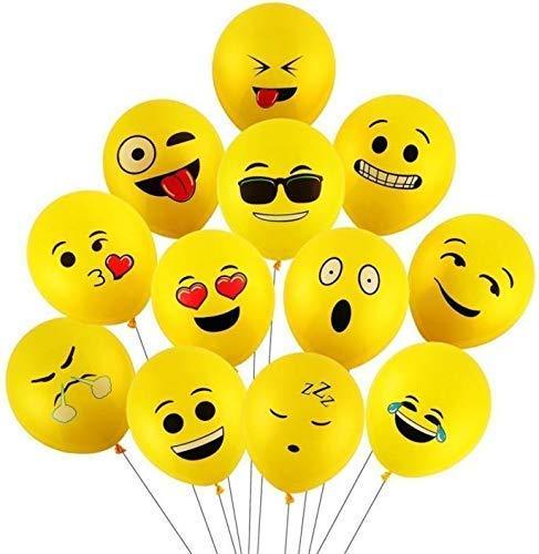 25 Smiley Faces Emoji Faces  Yellow Colored Balloons Pack For Kids Birthday Party Decoration