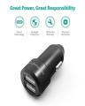 24W - 4.8A - Dual USB Car Charger - Black. 