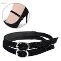 Shoe Strap Holder Anti Slip Belts Adjustable Detachable for Women Lady Shoe Accessories , suede black. 