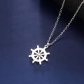 Fishhook Ship Boat Rudder Necklace Sail Pirate Explore Chain Steering Wheel Gift For Man Woman Kid Boy Crystal Zircon Jewelry. 