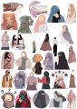 Pack of 30 Hijab  Stickers for Girls  Stickers - Fashion Hijab  Sticker For Laptop & Mobile Sticker 2 Inch x 2 Inch each sticker size. 