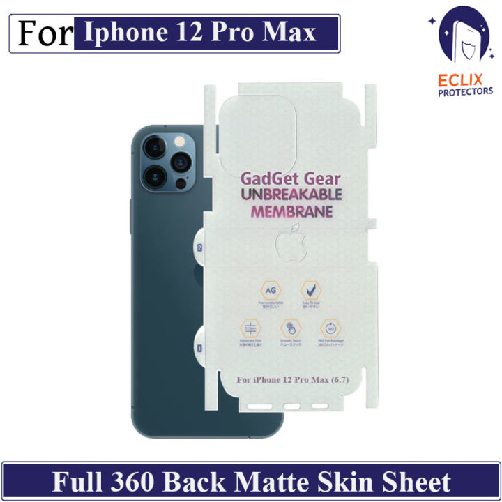 Iphone 12 Pro Max Back Transparent HD+ Matte with Apple Cut / Logo 360 Smooth Sheet Edges Jelly Protector around the corner Complete Coverage Jelly
