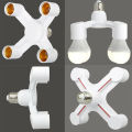 4 in 1 E27 2 Heads Lamp Bulb Holder Light Base LED Converter Adapter Socket Splitter. 