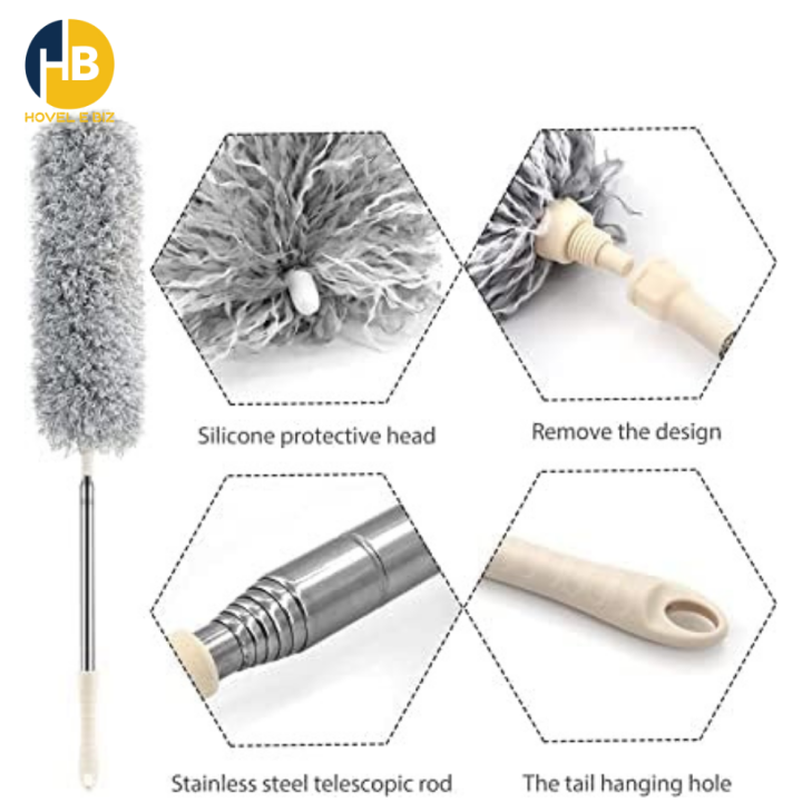 Ceiling%20Fan%20Duster,%20Microfiber%20Feather%20Duster%20with%202M%20Long%20100%20inches%20Extendable%20Handle,%20Reach%20High%20Ceilings,%20Blinds,%20Fans%20&%20Cars,%20Effortless%20Cleaning%20with%20Bendable%20Head%20&%20Telescoping%20Extension%20Pole%20By%20HOVEL%20E%20BIZ%20-%20Image%203