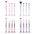 Cute New Glitter Mermaid Style Soft Makeup Brushes Set 4 Pieces, China Imported High Quality. 