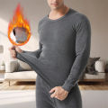1Pair Men's Winter Thermal Underwear Set Thickened Bottom Shirt Long Johns 2 Pieces Thick Fleece Pajamas Set Underwear Basic Clothing Unisex Men & Women (Black/Blue/Grey). 
