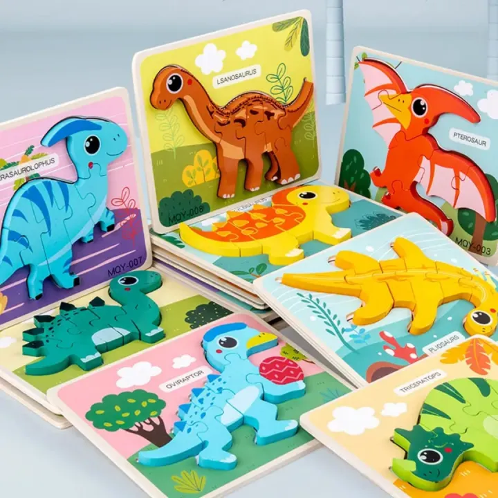Wooden 3D Dinosaur Puzzle for Kids Educational STEM Learning Toy