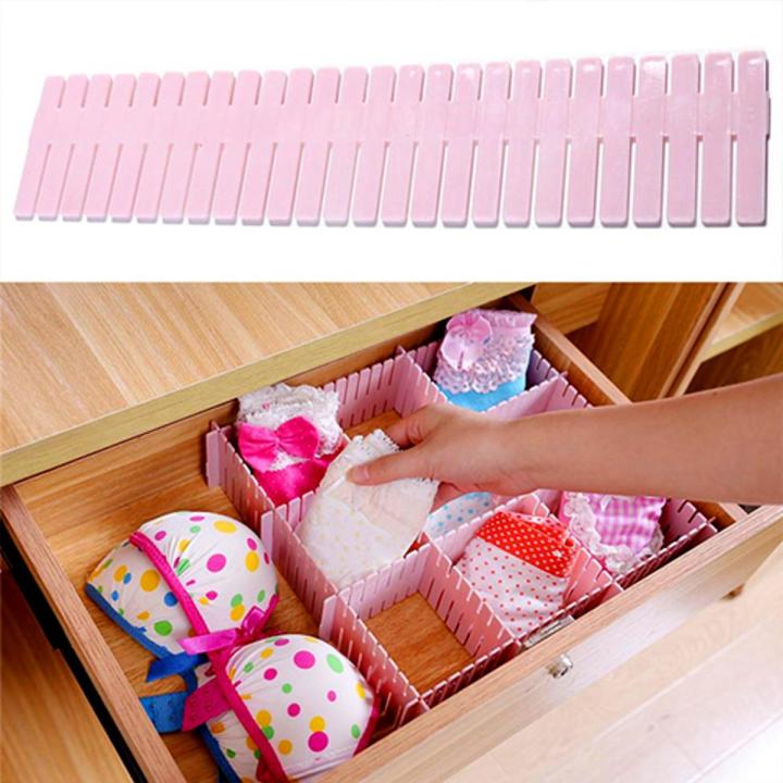 Drawer Organizer Partition 4 Pcs Separator - Green Pink Purple