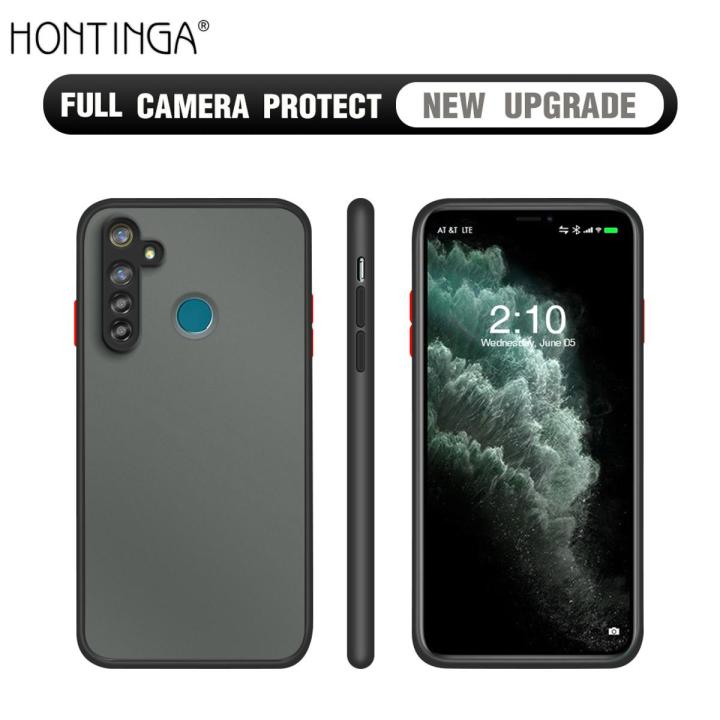 Hontinga for Realme 5 Pro Cover Simple Solid Color Case Edge Frosted Transparent Phone Cover