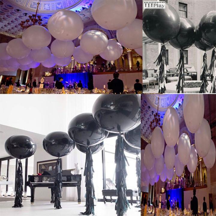 2 Black & White Jumbo Latex Balloons Pack For Birthday - Anniversary Decoration  and Party Decoration