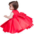 Red Silk Baby Girl Birthday Dress - First Birthday Party Gown. 