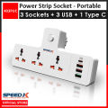 SpeedX 403PUC 3 Sockets + 3 USB + 1 Type C - Power Socket Power Strip Extension. 