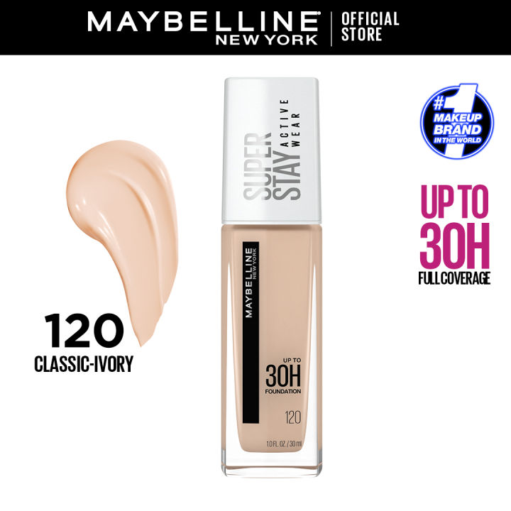 Maybelline New York SuperStay Full Coverage 24H Liquid Foundation 120 Classic Ivory - 30HR Coverage, Long lasting, Waterproof
