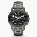 Fossil Dean Black Dial Chronograph Black Stainless Steel Watch For Men FS-4721. 