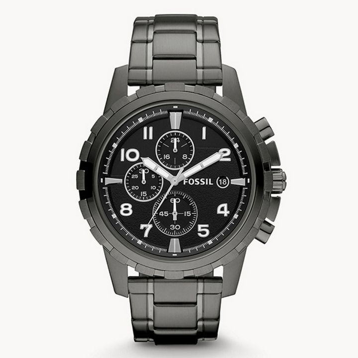 Fossil Dean Black Dial Chronograph Black Stainless Steel Watch For Men FS-4721