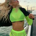 Swimsuit Cover-Ups Women Long Sleeve T-Shirt Tee Shirt Tops Transparent T Shirt Mesh Ladies Clothes Bikini Cover Up Top. 