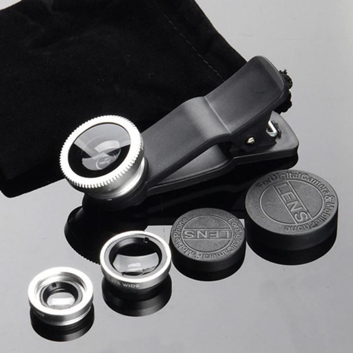 3 In 1 Macro Wide Angle Fish Eye Lens Phone For iPhone XR XS X 8 7 6 Plus SE Samsung Xiaomi Huawei Fisheye Camera Lense Kit-Silver