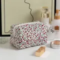Floral Makeup Bag For Girls Nylon Travel Cosmetic Pouch Toiletry Handbag Large Zipper Organizer. 