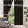 Premium Quality Velvet Front Border Curtains Pack of 2 (Size 8*4.5 feets). 