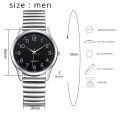Arabic Numerals Lovers Watches Stainless Steel Elastic Band Men Women Wrist Watch Couple Clock. 