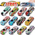 12 Pcs - Alloy Tin Metal Body Model Racing Car Toy Set - Pullback DieCast Cars Toys For Kids Boys Girls Baby Colorful Die Cast Vehicle Set Children Playing and enjoy Racing On Track Fun. 