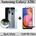 Samsung Galaxy A20s Full Black 9D|5D|6D|10D|11D|21D Tempered Glass Screen Protector Full Glue Edge To Edge + Back Matte Protector Soft Skin Sheet Soft Film Protection For Samsung Galaxy A20s. 