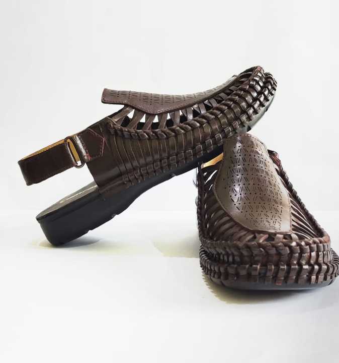 Genuine%20Leather%20Men's%20Sandals%20Round%20Shape%20Fashion%20Casual%20Brown%20Men%20-%20Image%203