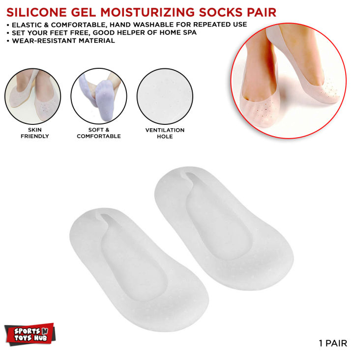 Silicone Gel Moisturizing Socks Pair, Anti Crack Full Length Silicone Foot Protector Moisturizer Softsocks For Foots Care & Heel Cracks Pain Relief Crack Prevention Moisturize Dead Skin Removal Foot-care Sock