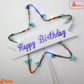 LED Lights (Custmize) & Happy Birthday Nikah Mubarik Happy Annyversary Cake topper for Birthday Party Decorations 4 inches. 