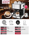 IMPORTED DSP  KA3028 Coffee Machine Stainless Steel Pump Espresso Maker 220-240V 850W. 