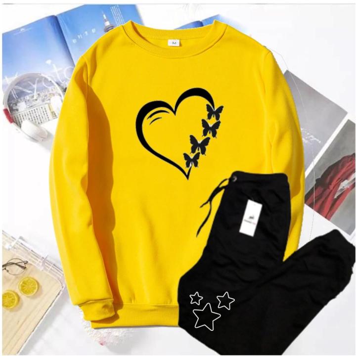 Women High Quality Winter Fleece Casual Printed Sweat Shirt+ Trouser for Boys_Girls start from 14 yaers