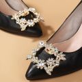Fashion Shiny Crystal Shoes Decorations Clip Women Shoe Buckle Accessories High-heeled Square Rhinestones Removable Flower. 