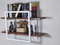PVC BOX  WALL HANGING SHELF WHITE WITH LIGHT BROWN. 