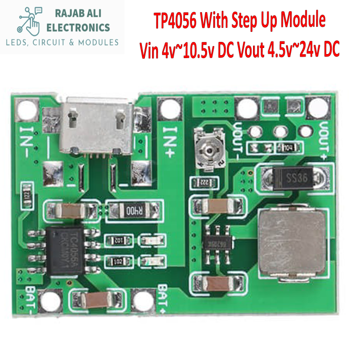 TP4056 Lithium Ion Battery Charger With DC To DC Step Up Boost Converter Module Ardiuno