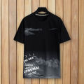 Summer T-shirt Artistic Mountain Pattern Round Neck Men Tops. 