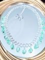 Handmade Choker Necklace 70 Plus Color Options – Crackle Glass Bead Dangler – Customizable and Adjustable & Stylish Fashion Jewelry. 