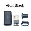 10/set of DIY Micro USB Male 4 Pin Jack Connector With Black Plastic Shell. 