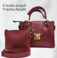 Ladies Soft PU Leather Handbag with Small Carry Pouch and Adjustable Shoulder Strap. 